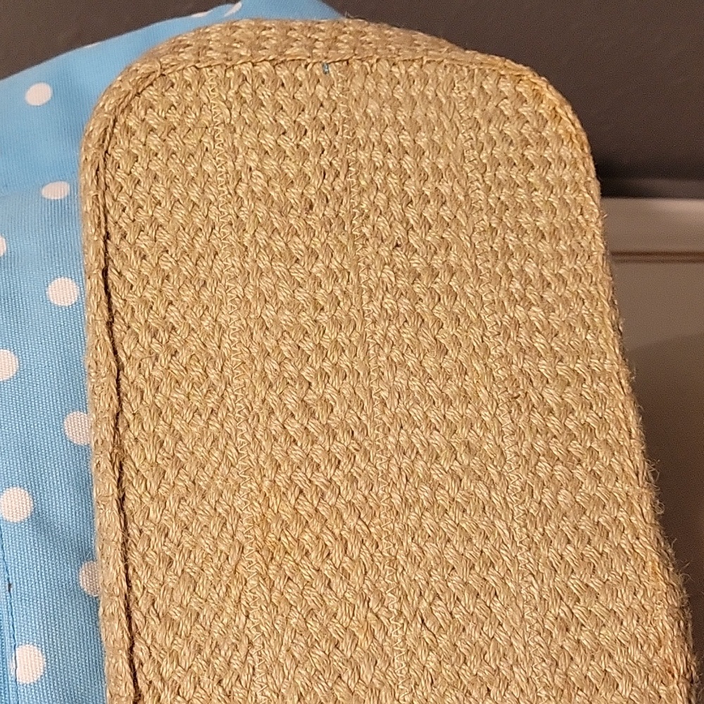 Pottery Barn teen Espadrille Blue white Polka-dot tote w/ Fish Keychain New - Picture 7 of 8